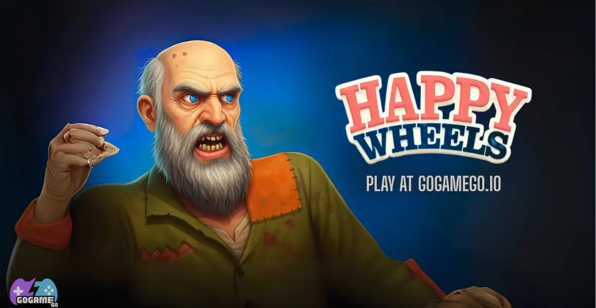 Character promoting Happy Wheels game